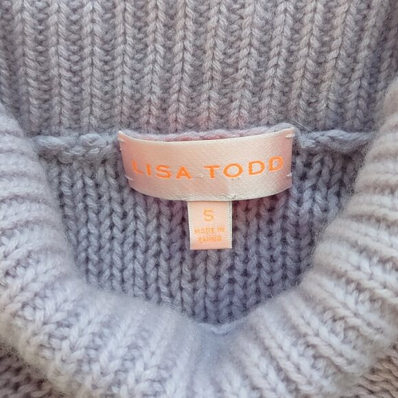 Lisa Todd 100% Cashmere Crop High Neck Sweater Bell Cuffs Boho Romantic Sz Small - Picture 6 of 9